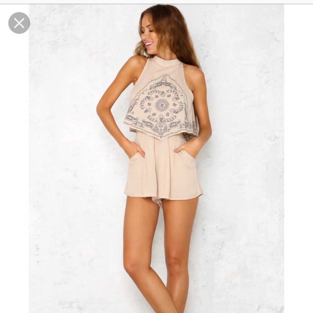 Tan romper Hello Molly